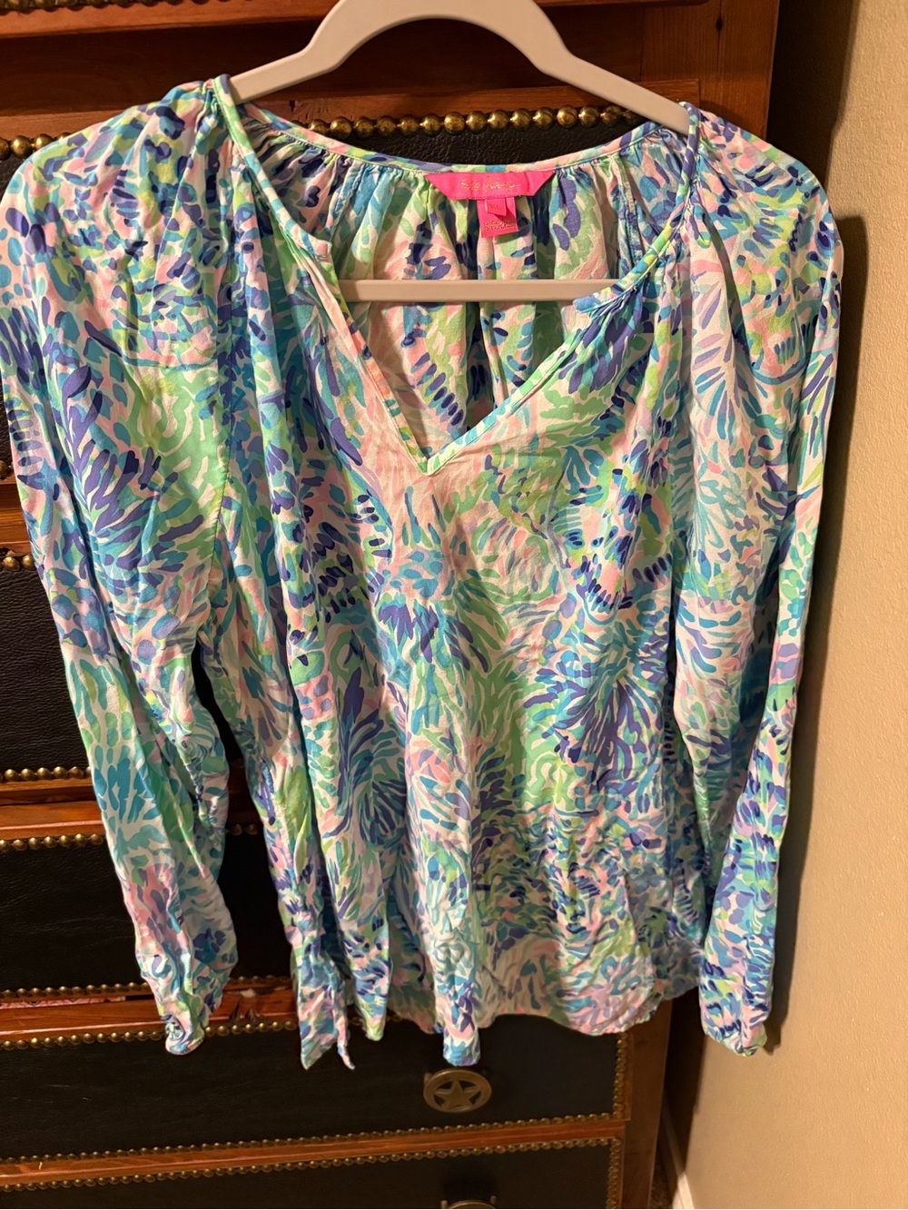 Lilly Pulitzer Pastel Floral V-Neck Tunic in Pink, Blue & Green